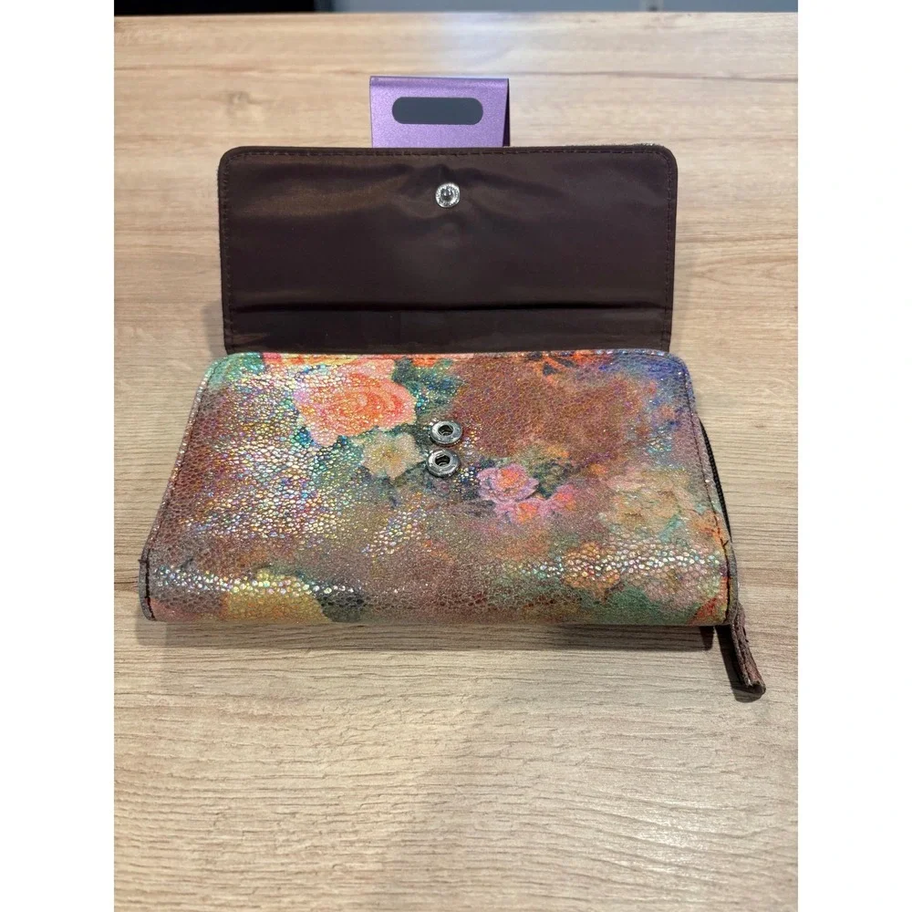Safety Keeper Floral Shimmer Textured Bifold Wallet Card Slots, Windows